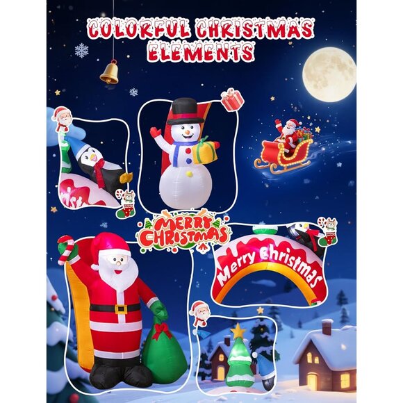 🆕10FT Christmas Inflatables Snowman&Santa Archway Blow Up Outdoor Decorations - Picture 7 of 9